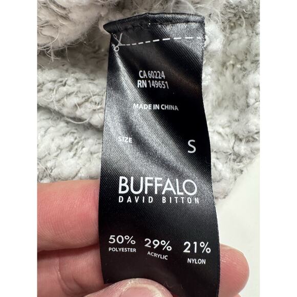 Chunky Knit Sweater White Gray Women's Small Buffalo David Bitton - Picture 3 of 5